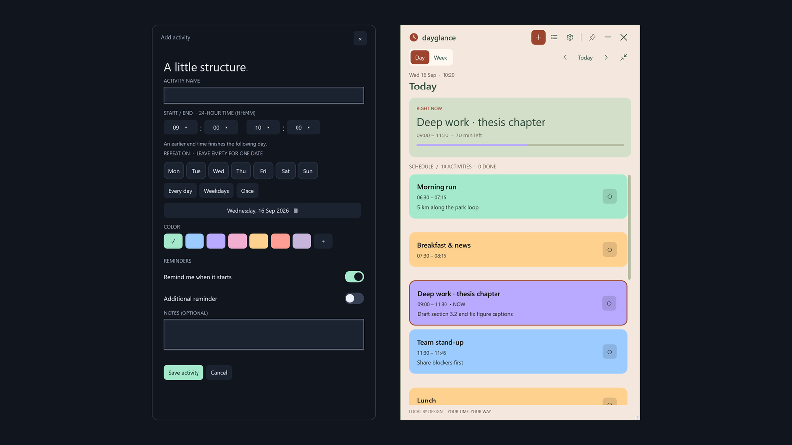 Activity editor and the Terracotta theme